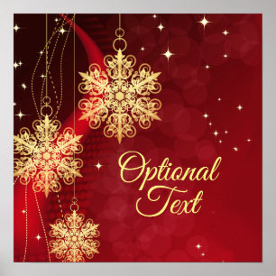 Poster Natal Personalizado do Floco de Neve Vermelho e Do