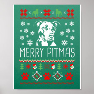 Poster Natal Pitbull Amantes Feliz Pitmas Festa Feia