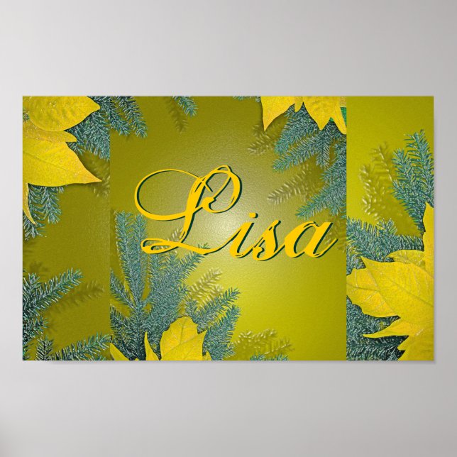 Póster Natal Poinsettia Dourada Lisa II (Frente)