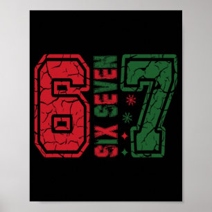 Poster Natal Retro 67 Divertido Seis Sete Meme 6 7 Número