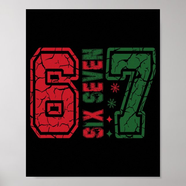 Poster Natal Retro 67 Divertido Seis Sete Meme 6 7 Número (Frente)