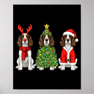 Poster Natal Retrô Cão Springer Spaniel Inglês Papai Noel