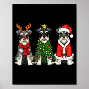 Poster Natal Retro Miniatura Schnauzer Papai Noel Rena