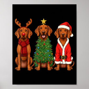 Poster Natal Retro Vizsla Papai Noel Rena Dog Lover