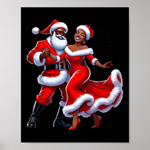 Poster Natal Santa Africano Sra. Claus Dançando Africano