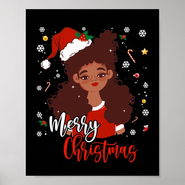 Poster Natal Santa Hirt Camisa Black African American (Frente)