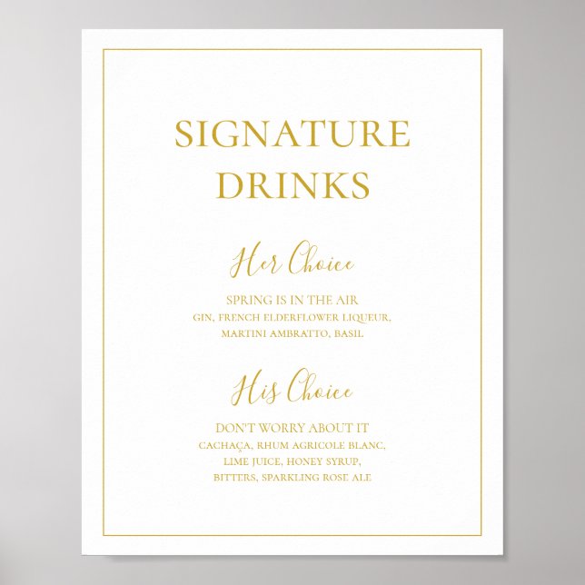 Poster Natal Simples e Elegante | Letreiro de Bebidas com (Frente)