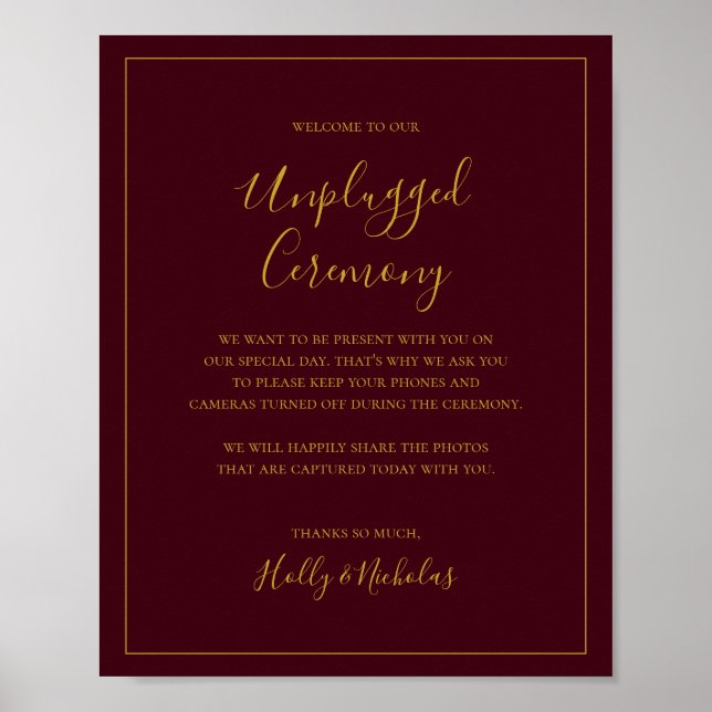 Poster Natal simples | Red Unplugged Ceremony Sign (Frente)