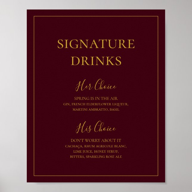 Poster Natal simples | Sinal das bebidas de assinatura ve (Frente)