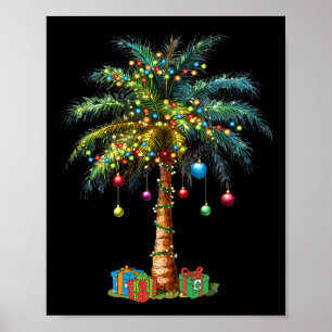 Poster Natal Tropical Havaiano Papai Noel Luzes de Natal