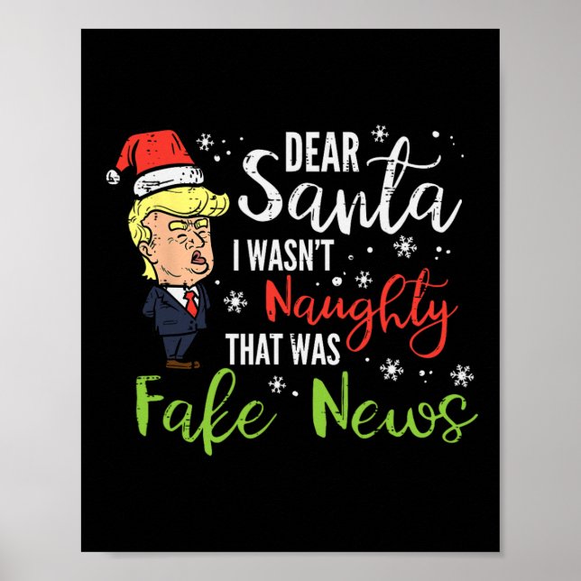 Poster Natal Trump Querido Papai Noel Notícias Falsas Div (Frente)