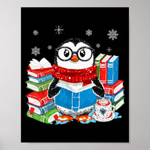 Poster Natal Um Livro de Leitura do Pinguim Floco de Neve