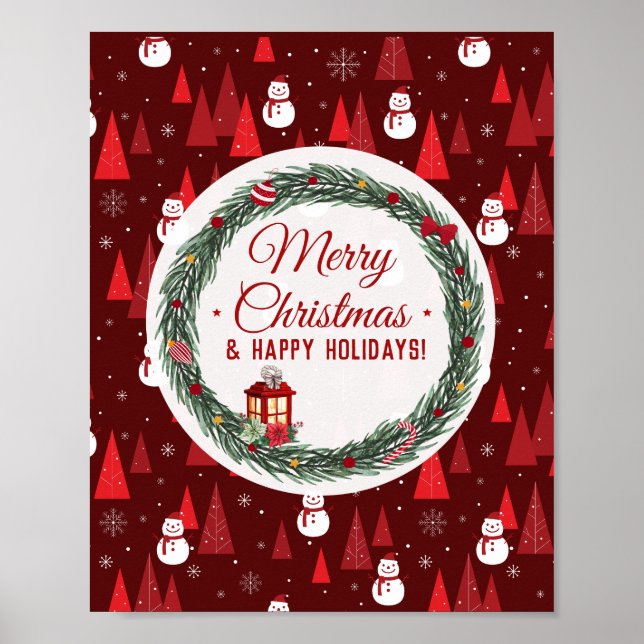 Poster Natal vermelho moderno (Frente)