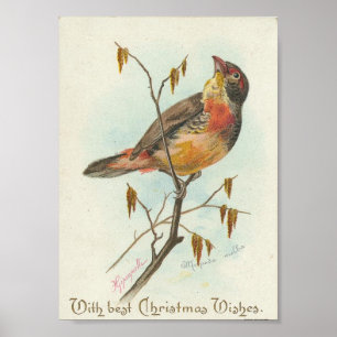 Póster Natal vintage Bird