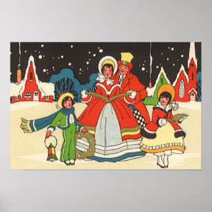Póster Natal vintage, canções de natal de uma música d