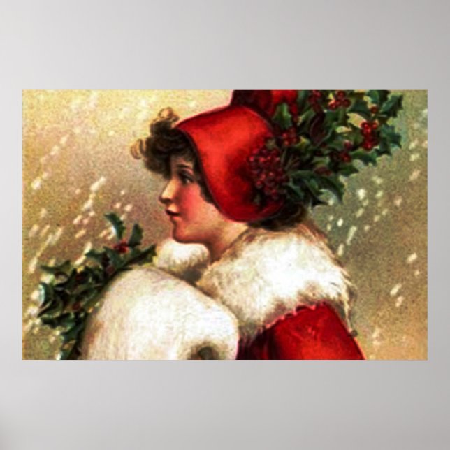 Poster Natal vintage de saudações (Frente)