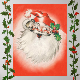 Poster Natal Vintage, Jolly Retro Papai Noel dos anos 50