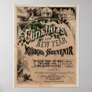 Poster Natal vintage musical