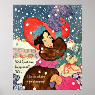 Póster Natal vintage Shopaholic