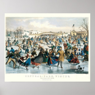 Poster Natal Vitoriano Central Park Currier & Ives