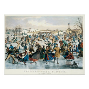 Póster Natal Vitoriano Central Park Currier & Ives