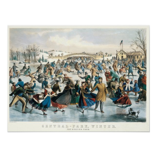 Póster Natal Vitoriano Central Park Currier & Ives (Frente)