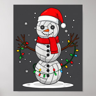 Poster Natal Volei Boneco de Neve Chapéu do Papai Noel En