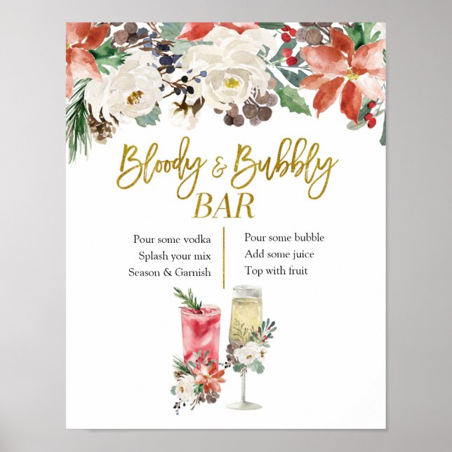 Poster Natal Winter Floral Bloody and Bubble Bar (Frente)