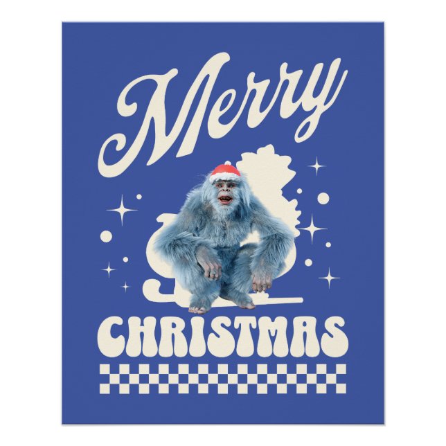 Póster Natal Yeti Divertido Humor de Férias (Frente)