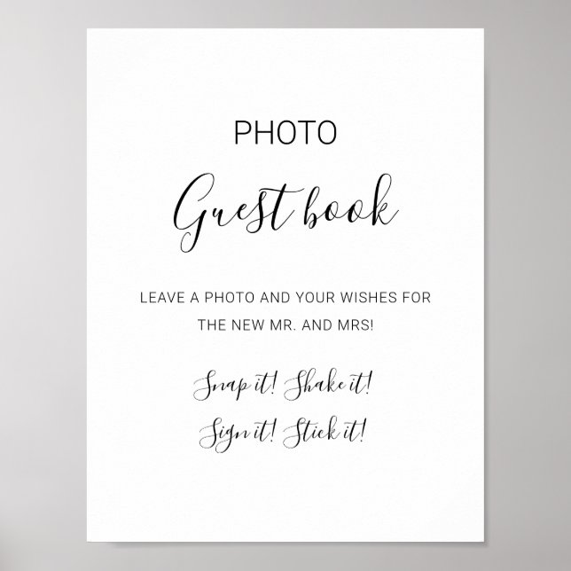 Poster Natasha Simple Photo Guest Book Weding Sign (Frente)