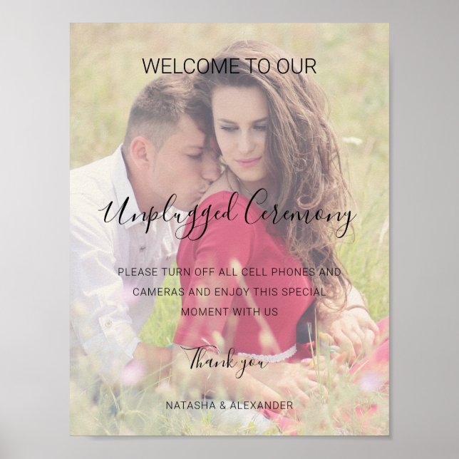 Poster Natasha Unplugged Ceremony Foto Sinal de Casamento (Frente)