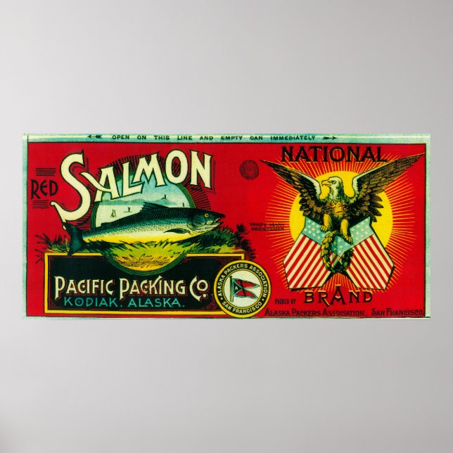 Poster National Salmon Can LabelKodiak, AK (Frente)