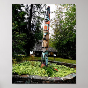 Poster Native American Totem Poll Glacier Park Montana