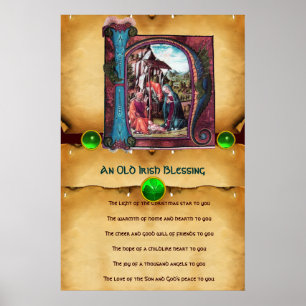 Poster NATIVIDADE Antiga Bênção Irlandesa de Natal em Per