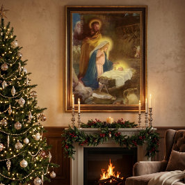 Poster Natividade de Natal Vintage, Maria José Menino Jes