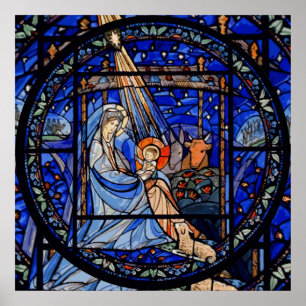 Póster Natividade do estilo do vitral