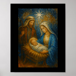 Poster Nativity Stained Glass Mosaic | Holy Family