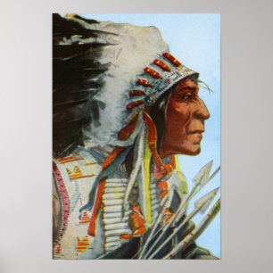 Poster Nativo americano principal dos Blackfeet da veste