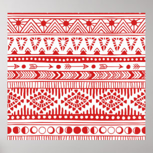 Poster Nativo Americano: Red Ink Doodle.