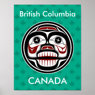 Poster Nativo Americano Vermelho Negro Gráfico Crânio