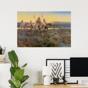 Poster Nativos americanos antigos, Piegans por CM Russell