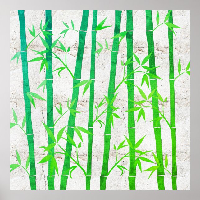 Poster Natural Abstrato Verde Russo Bamboo (Frente)