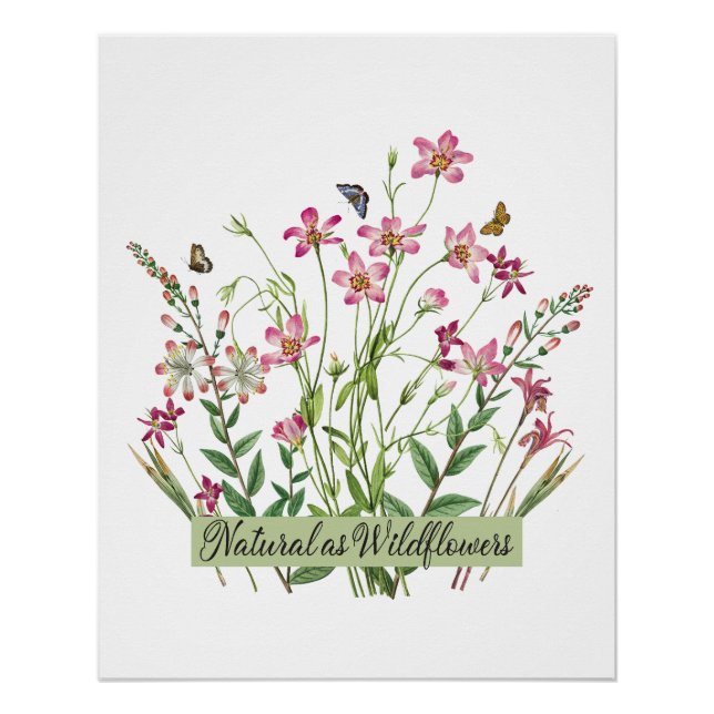 Póster Natural como Flores Silvestres - Vintage - (Frente)
