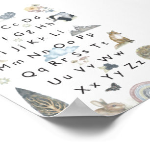 Poster Naturaleza y Fauna Salvaje Alfabeto Infantil.