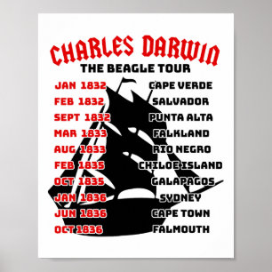 Poster Naturalista Charles Darwin Beagle Meme Tour Earth 