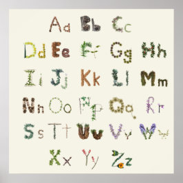 Poster Nature Alphabet Kids Educacional Botânico ABC