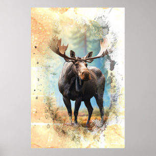 Poster *~* Nature AP49 MOOSE Artsy Forest Glitter