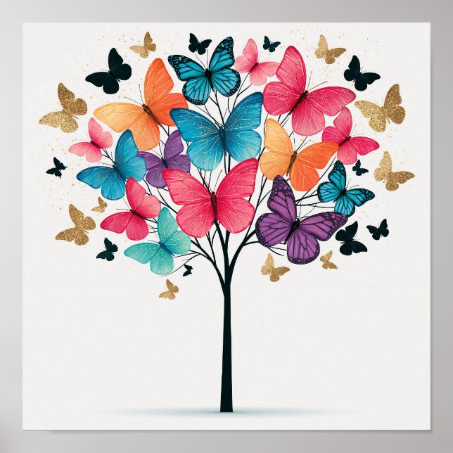 Poster Nature Caprichosa Borboleta Árvore da Vida (Frente)