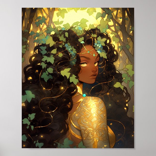 Poster Nature Goddese African American Fantasy Art (Frente)