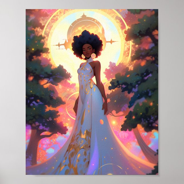 Poster Nature Goddese African American Fantasy Art (Frente)